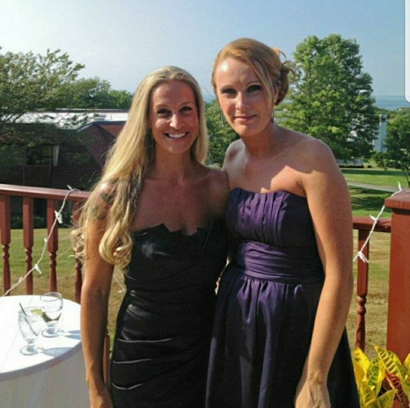 Black Strapless Satin Dress - Picture 6 of 8